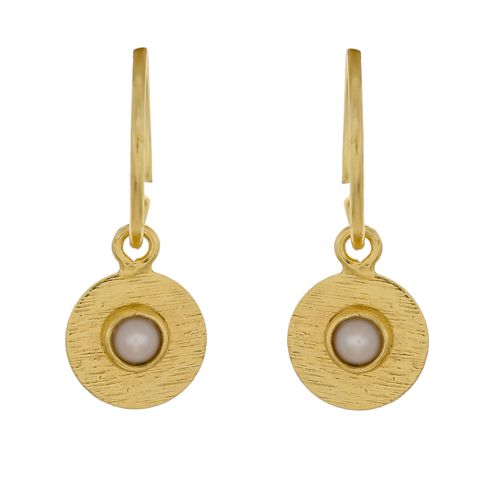 F Earring Pearl 3mm Coin Gold Plated 9794 Nl G