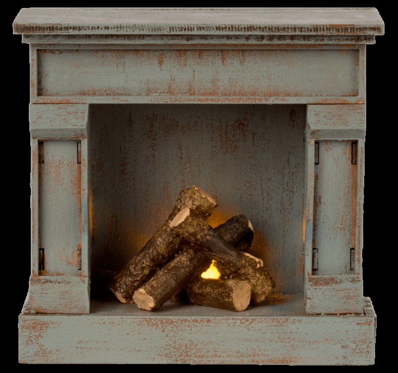 Miniature Fireplace Vintage Blue